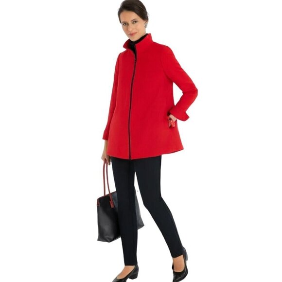 Nina Mclemore Merino Basketweave Swing Coat Raphael Blue Size S - Picture 5 of 8